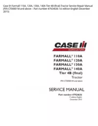 Case IH Farmall 110A  120A  130A  140A Tier 4B (final) Tractor Service Repair Manual (PIN CT00001M and above – Part number 47924636 1st edition English December 2015) preview