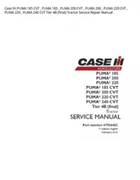 Case IH PUMA 185 CVT   PUMA 185   PUMA 200 CVT   PUMA 200   PUMA 220 CVT   PUMA 220   PUMA 240 CVT Tier 4B (final) Tractor Service Repair Manual preview