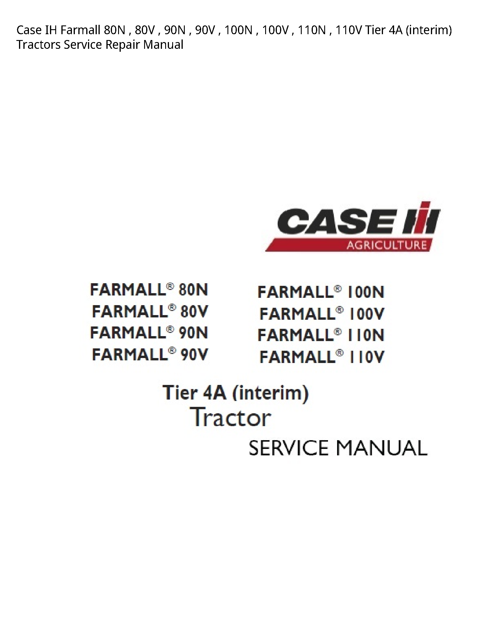 Case/Case IH 80N IH Farmall Tier (interim) Tractors manual