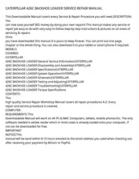 CATERPILLAR 426C BACKHOE LOADER SERVICE REPAIR MANUAL preview