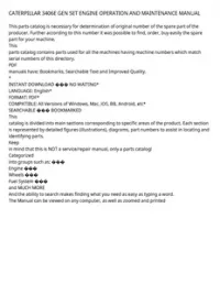 CATERPILLAR 3406E GEN SET ENGINE OPERATION AND MAINTENANCE MANUAL preview
