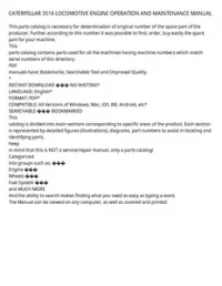CATERPILLAR 3516 LOCOMOTIVE ENGINE OPERATION AND MAINTENANCE MANUAL preview