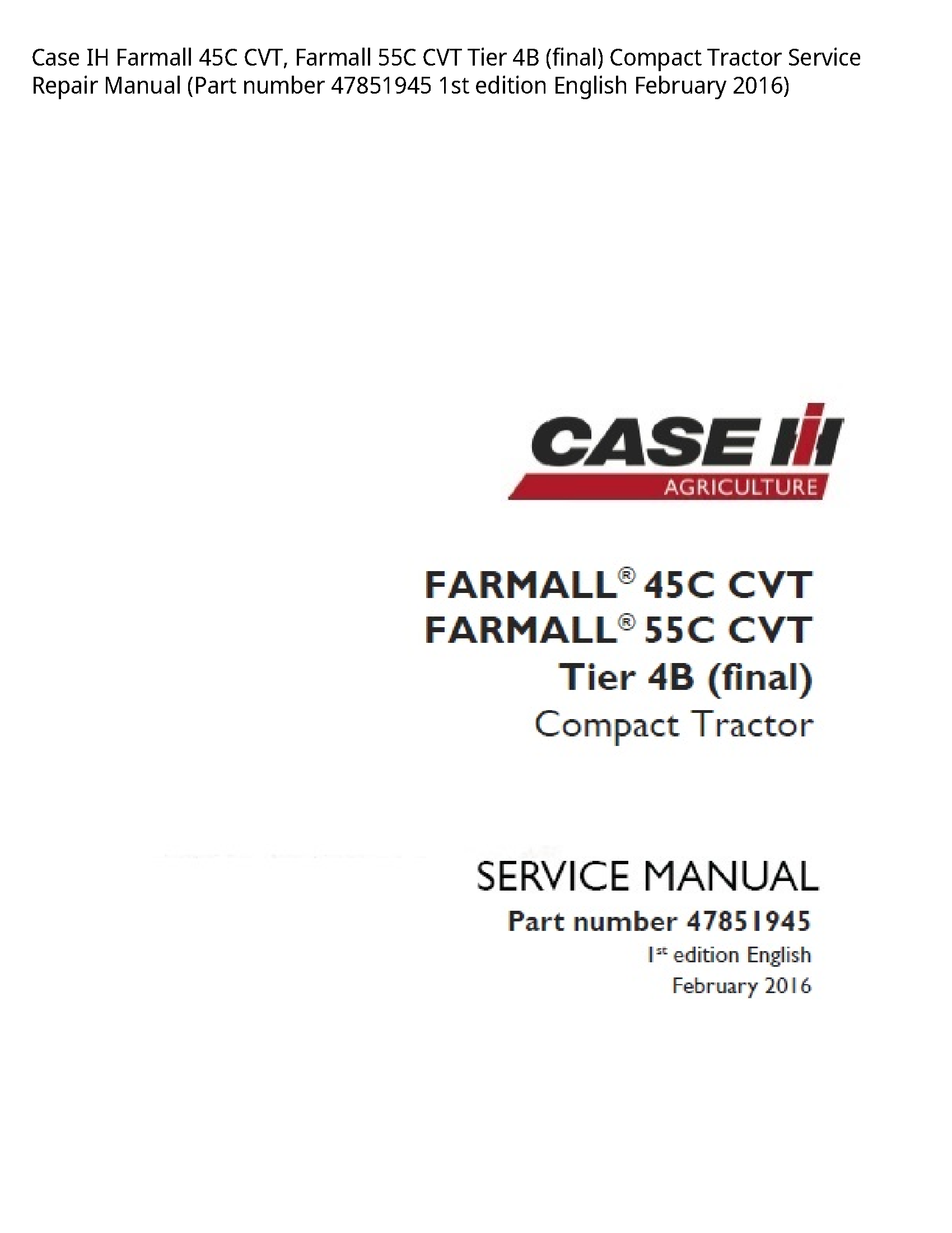 Case/Case IH 45C IH Farmall CVT manual
