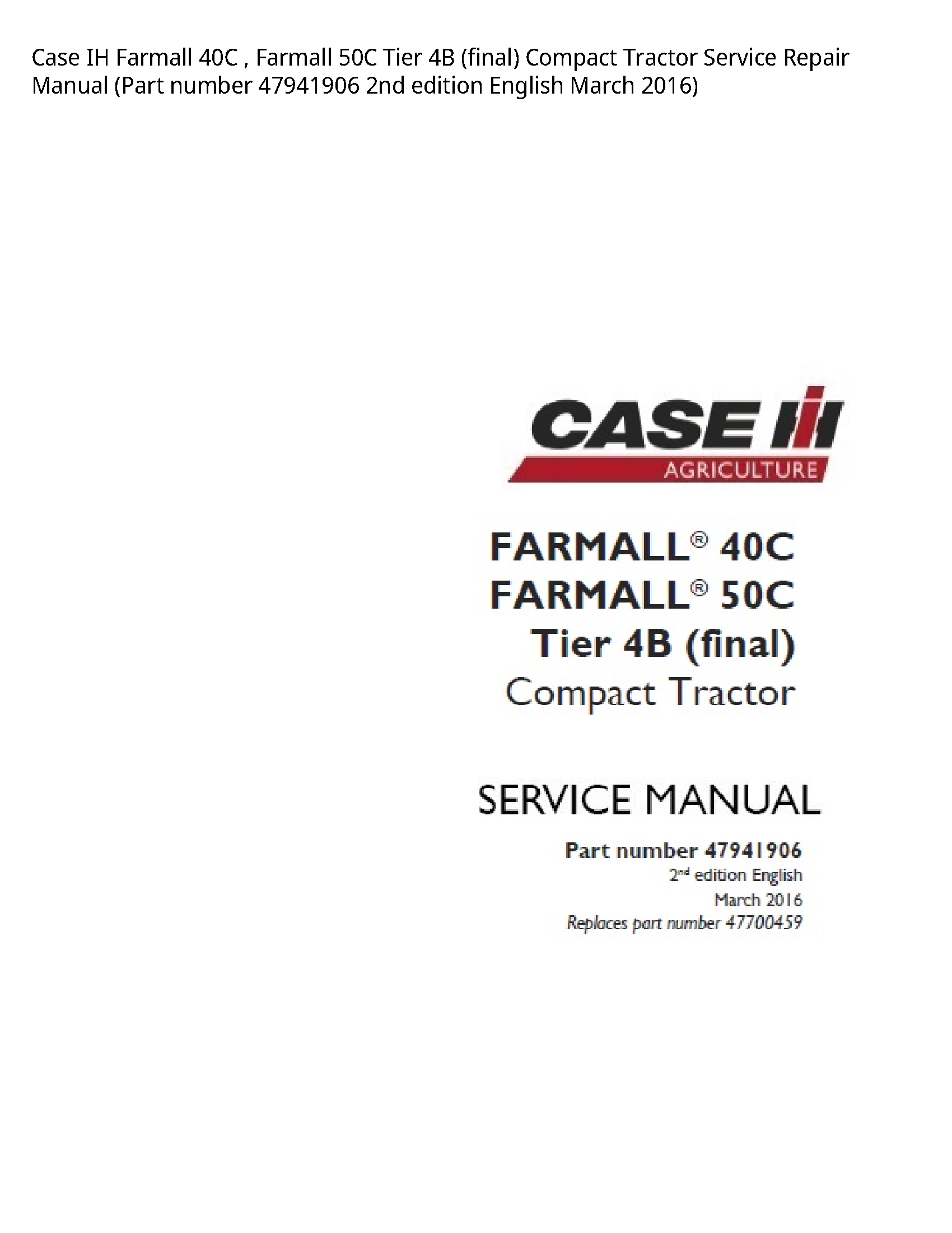 Case/Case IH 40C IH Farmall Farmall Tier (final) Compact Tractor manual