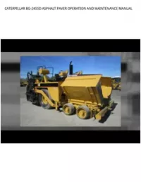 CATERPILLAR BG-2455D ASPHALT PAVER OPERATION AND MAINTENANCE MANUAL preview