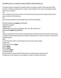 CATERPILLAR 3412 REMAN ENGINE SERVICE REPAIR MANUAL preview