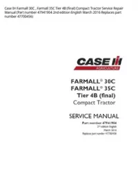 Case IH Farmall 30C   Farmall 35C Tier 4B (final) Compact Tractor Service Repair Manual (Part number 47941904 2nd edition English March 2016 Replaces part number 47700456) preview