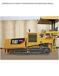 CATERPILLAR AP-755 ASPHALT PAVER OPERATION AND MAINTENANCE MANUAL preview