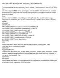 CATERPILLAR C18 GENERATOR SET SERVICE REPAIR MANUAL preview