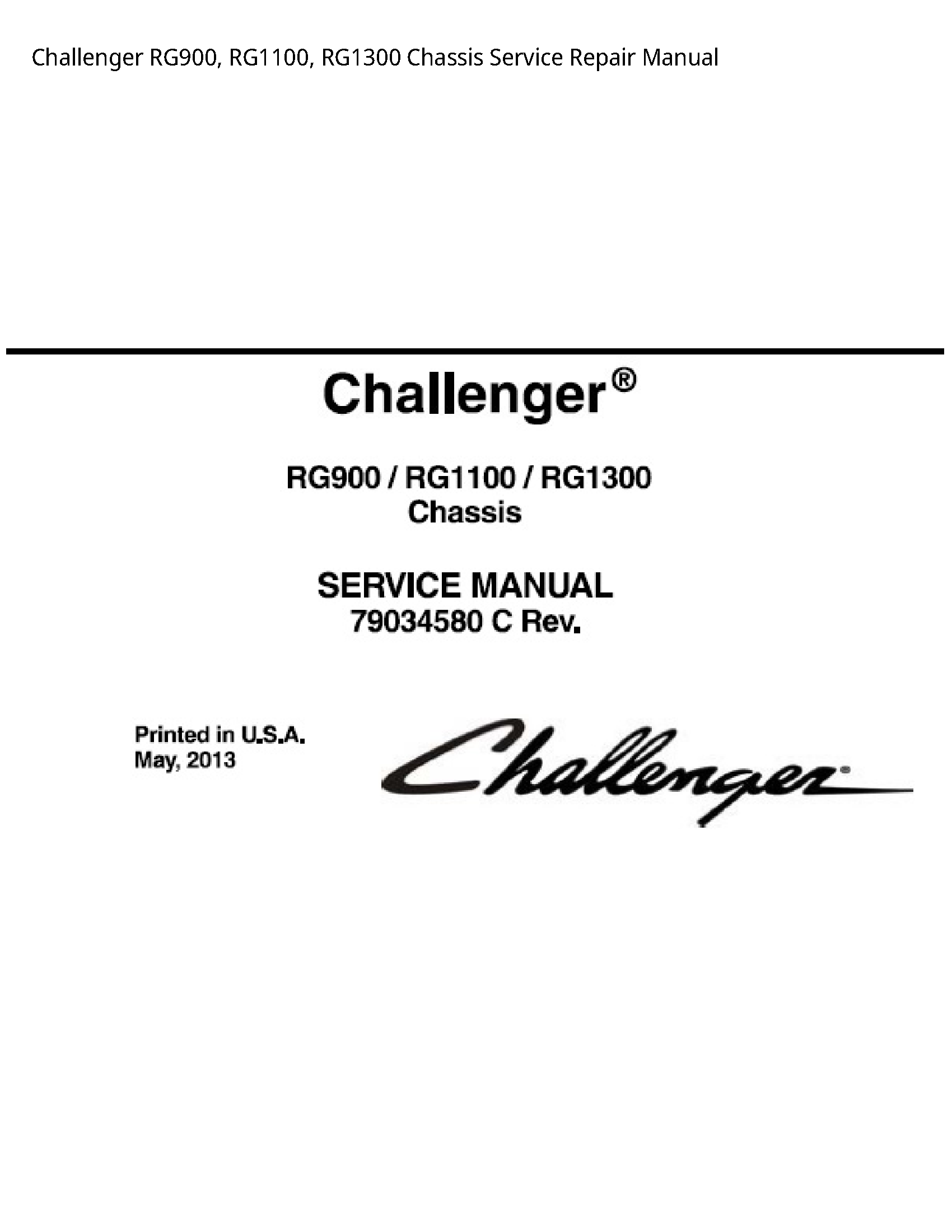 Challenger RG900 Chassis manual