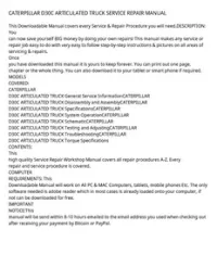 CATERPILLAR D30C ARTICULATED TRUCK SERVICE REPAIR MANUAL preview