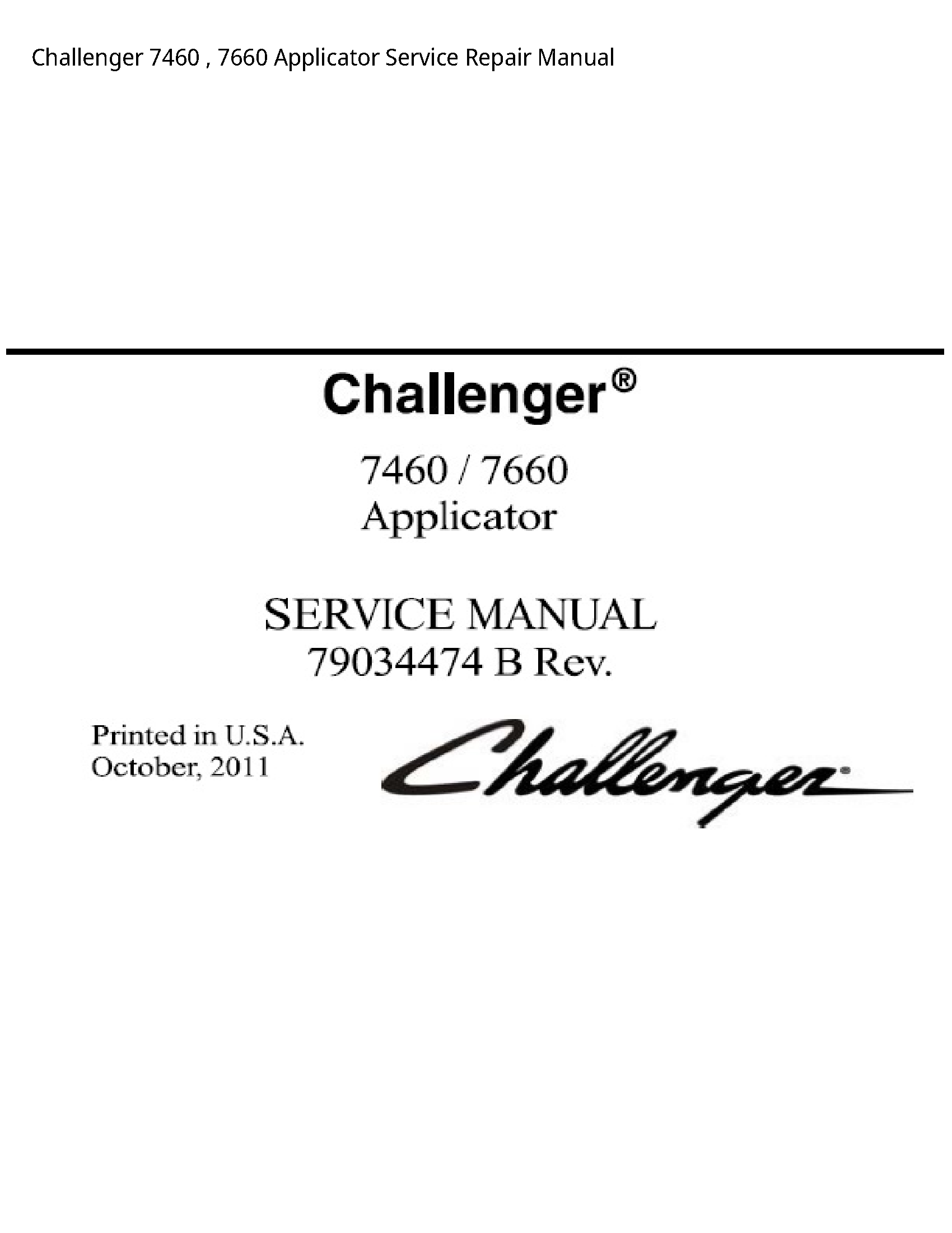 Challenger 7460 Applicator manual