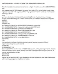 CATERPILLAR 816 LANDFILL COMPACTOR SERVICE REPAIR MANUAL preview