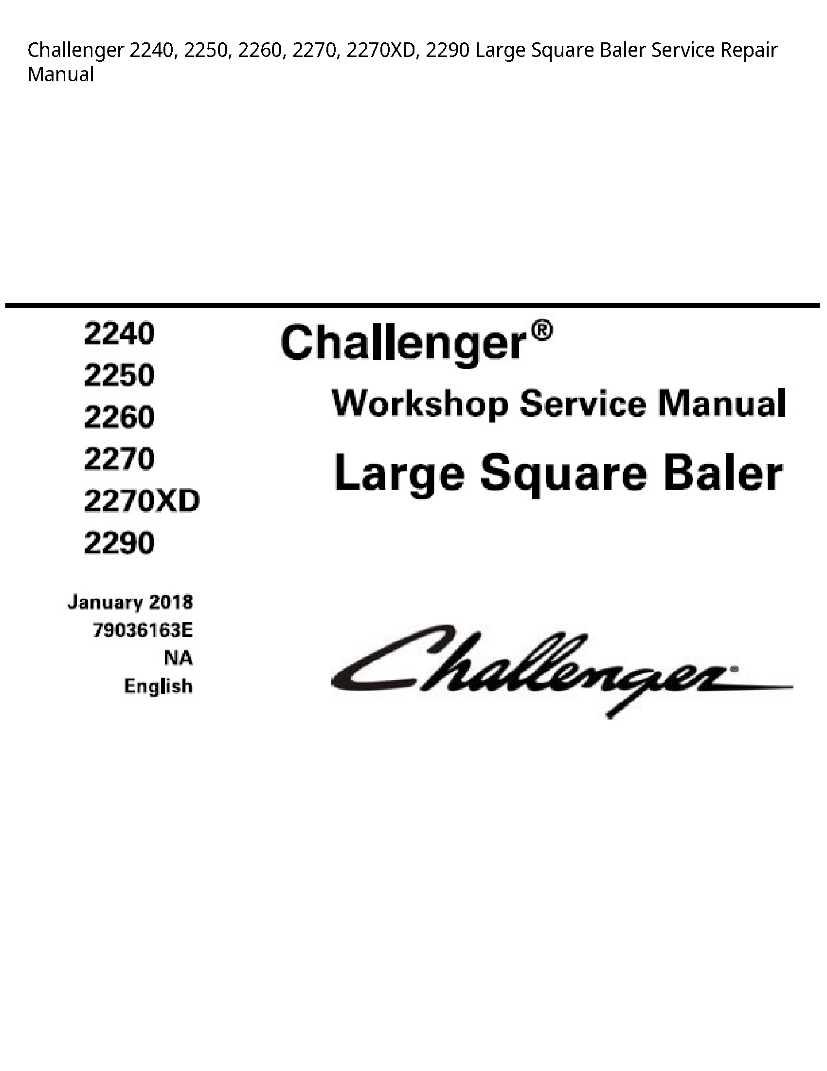 Challenger 2240 Large Square Baler manual