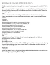 CATERPILLAR 825 BULLDOZER SERVICE REPAIR MANUAL preview