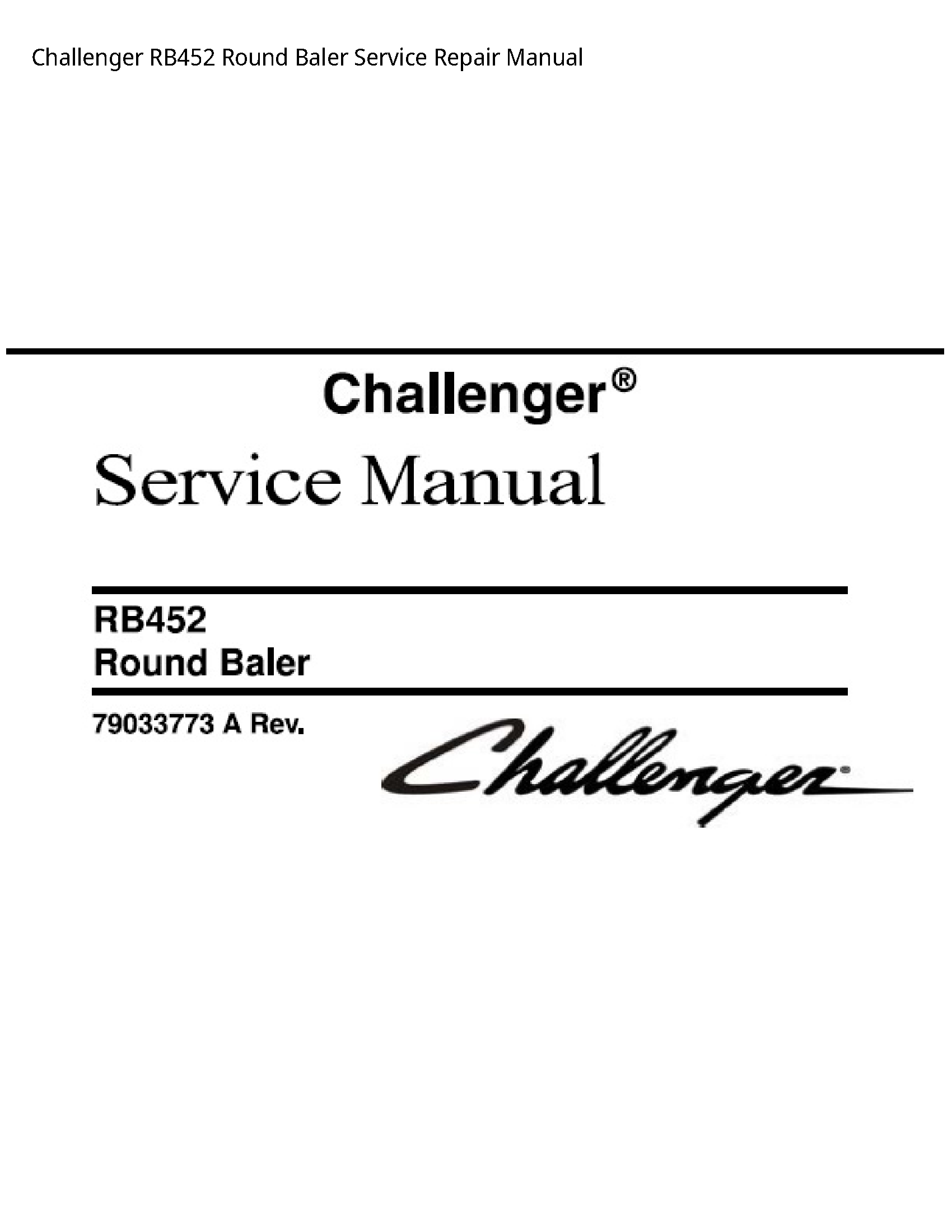 Challenger RB452 Round Baler manual