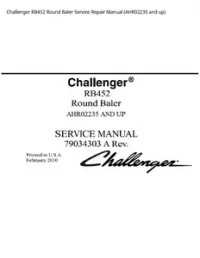 Challenger RB452 Round Baler Service Repair Manual (AHR02235 and up) preview