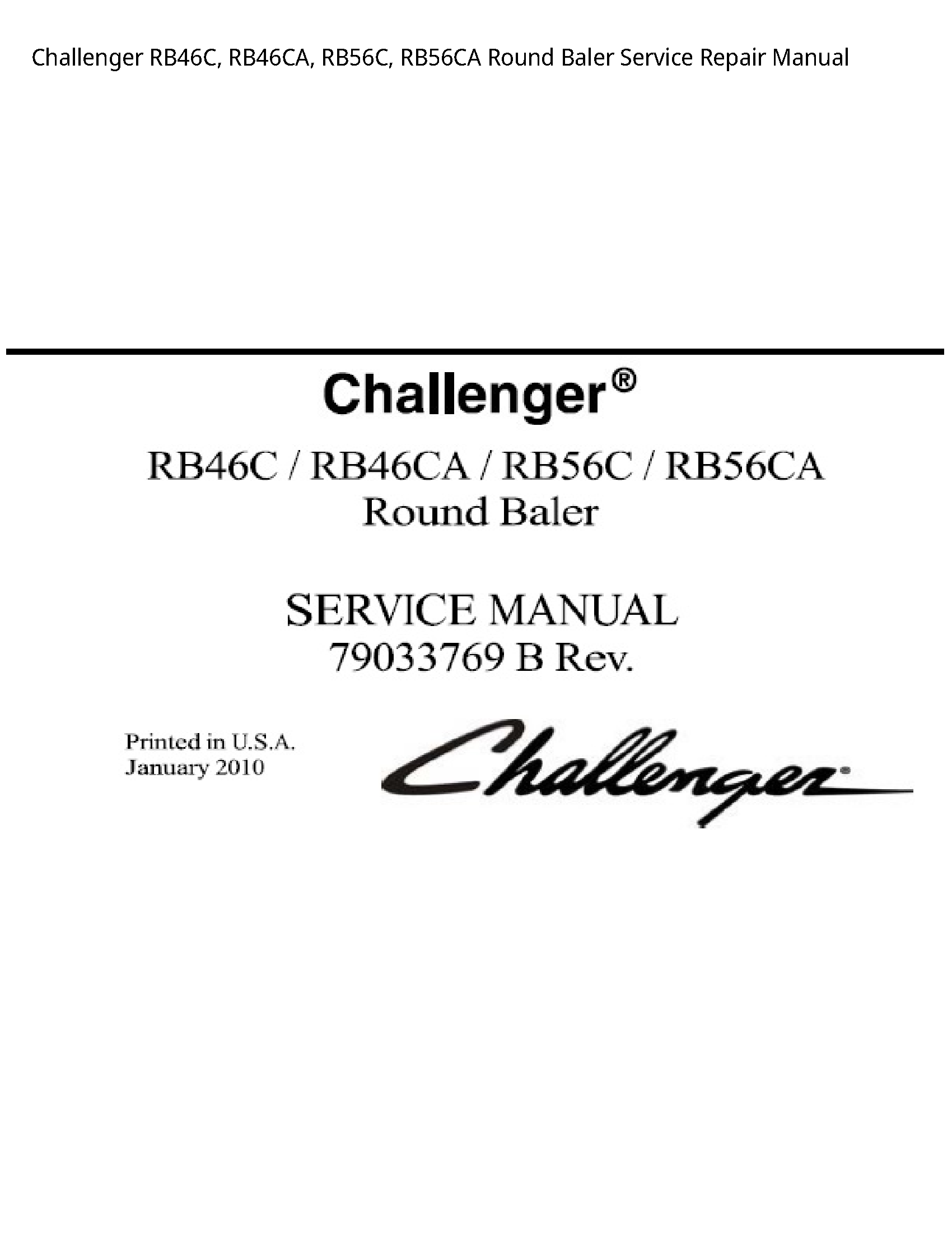 Challenger RB46C Round Baler manual
