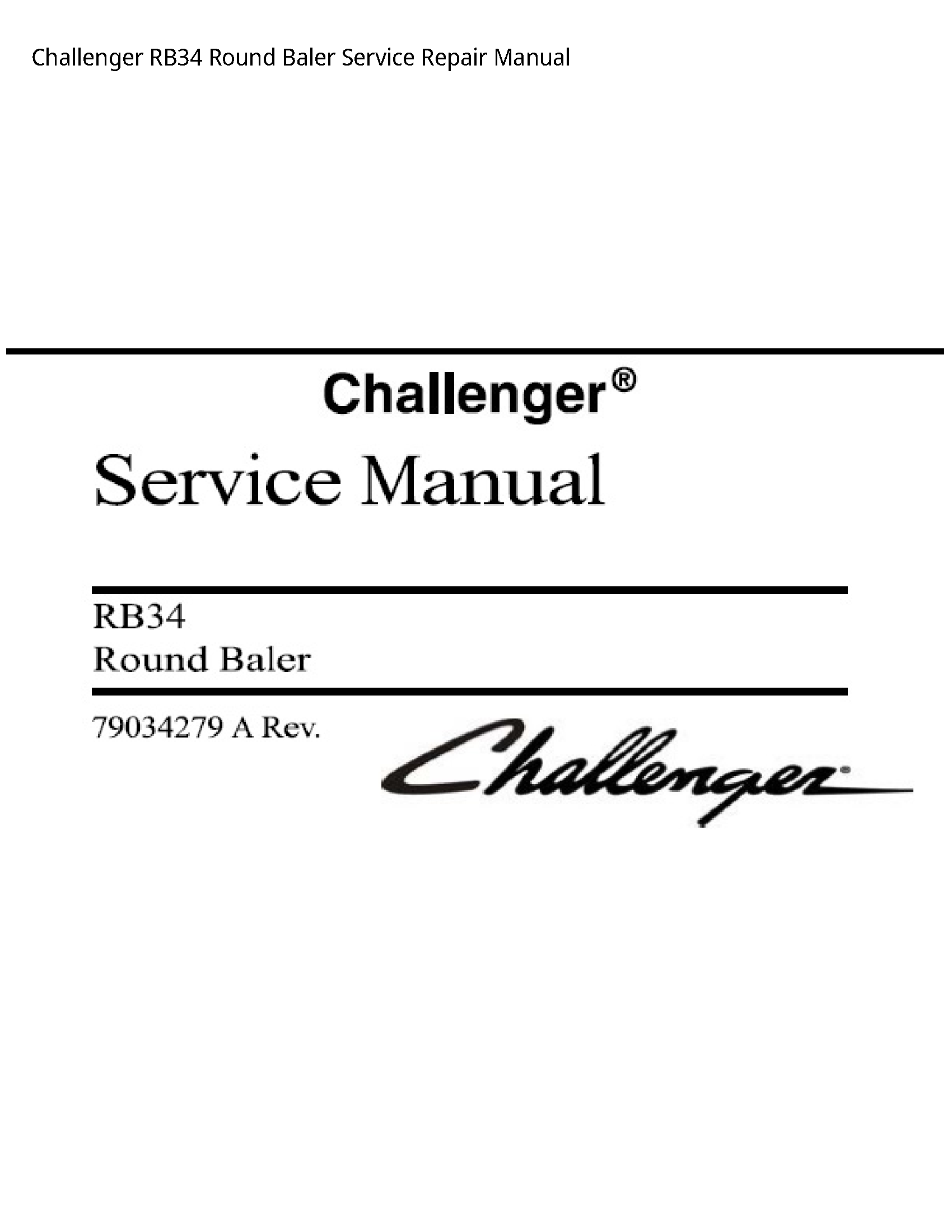 Challenger RB34 Round Baler manual
