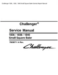 Challenger 1836   1838   1840 Small Square Baler Service Repair Manual preview