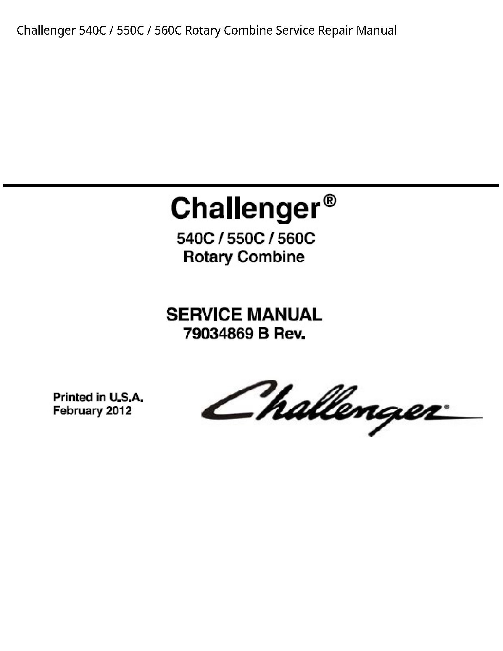 Challenger 540C Rotary Combine manual