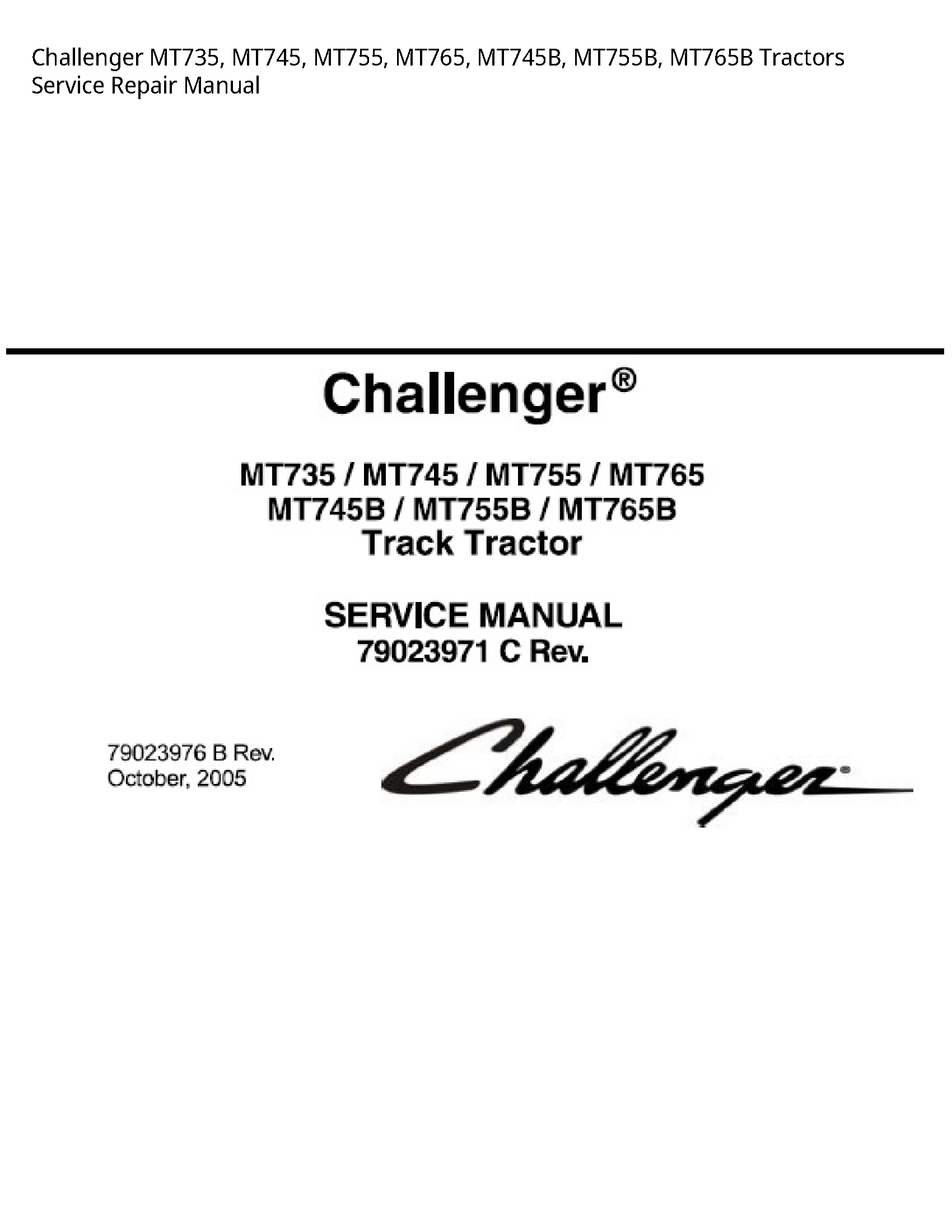 Challenger MT735 Tractors manual