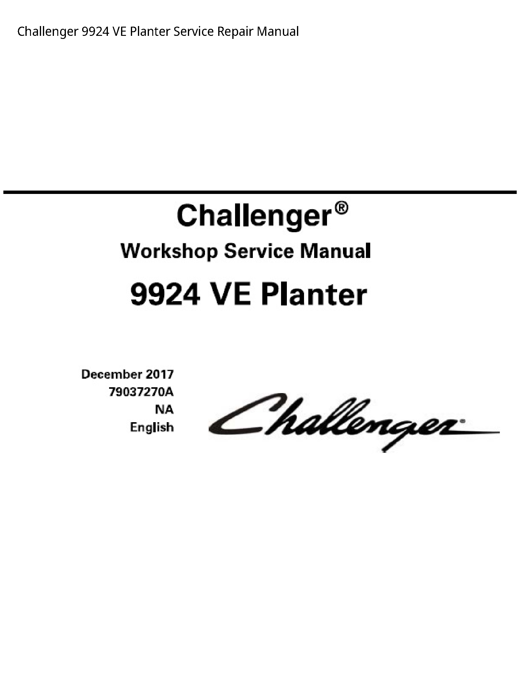 Challenger 9924 VE Planter manual