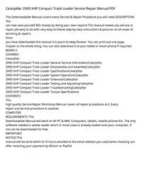 Caterpillar 299D XHP Compact Track Loader Service Repair Manual PDF preview