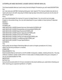 CATERPILLAR 446D BACKHOE LOADER SERVICE REPAIR MANUAL preview