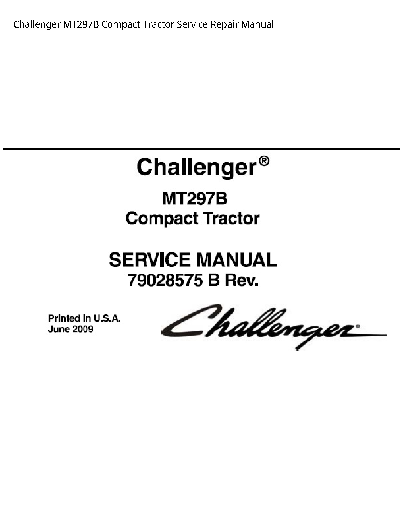 Challenger MT297B Compact Tractor manual