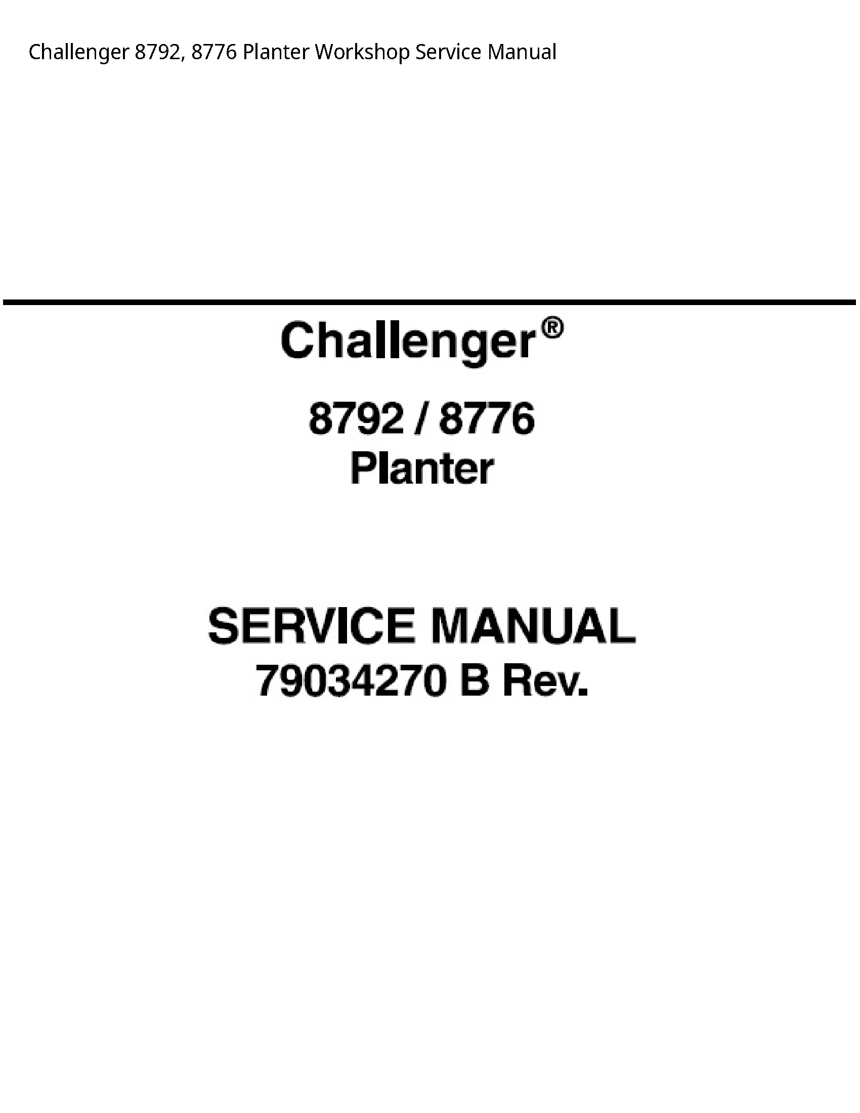 Challenger 8792 Planter Service manual