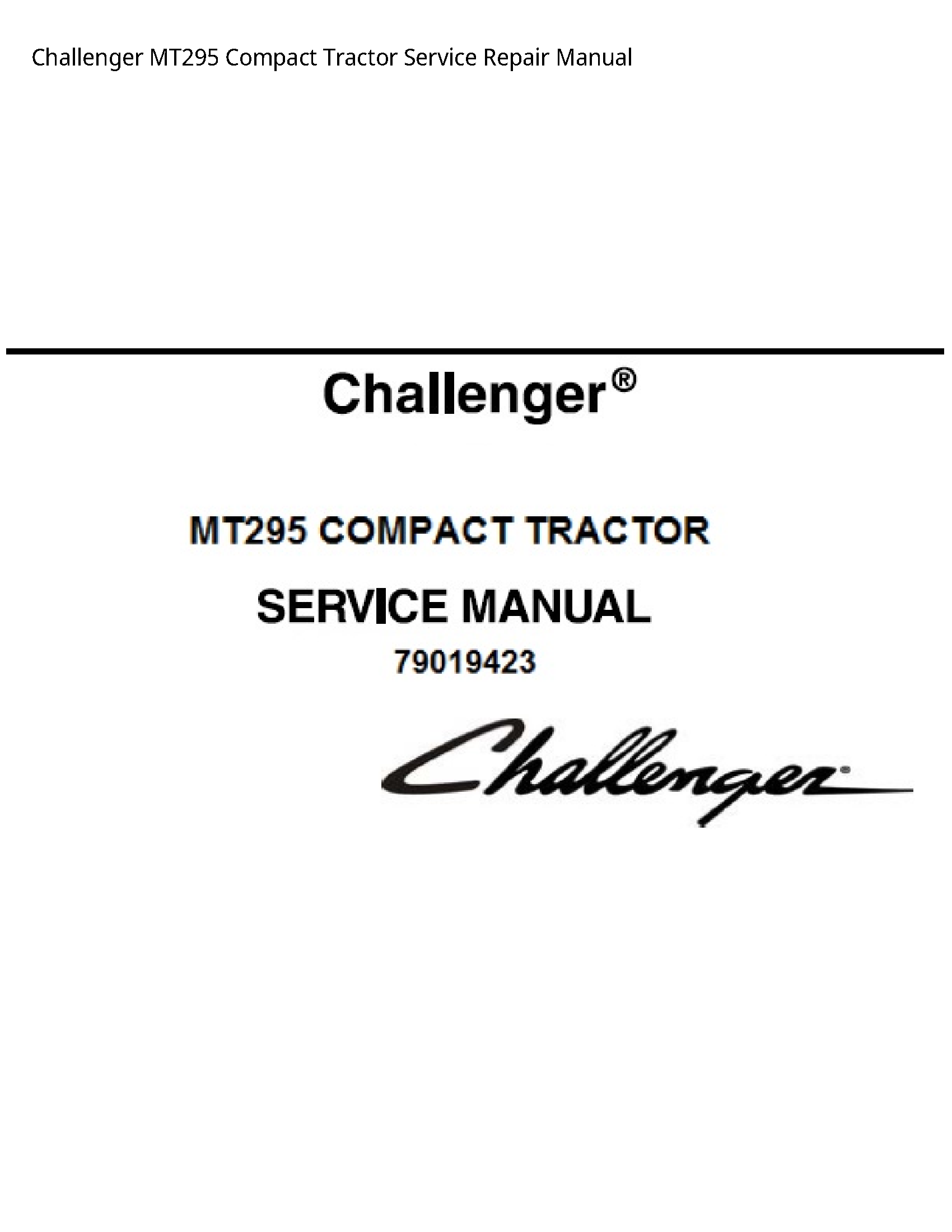 Challenger MT295 Compact Tractor manual