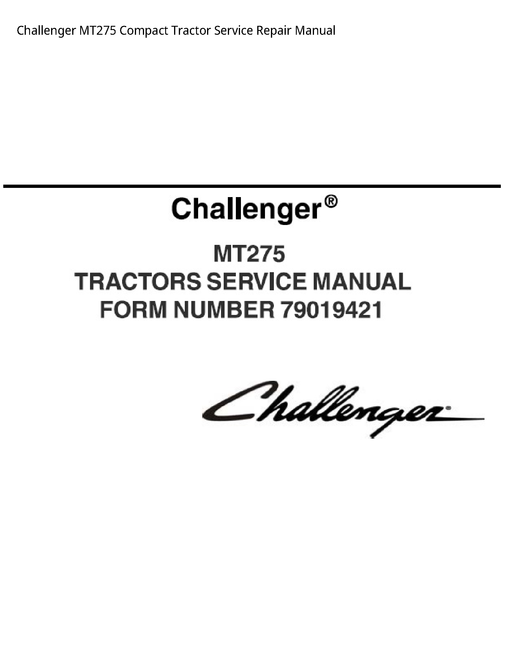 Challenger MT275 Compact Tractor manual