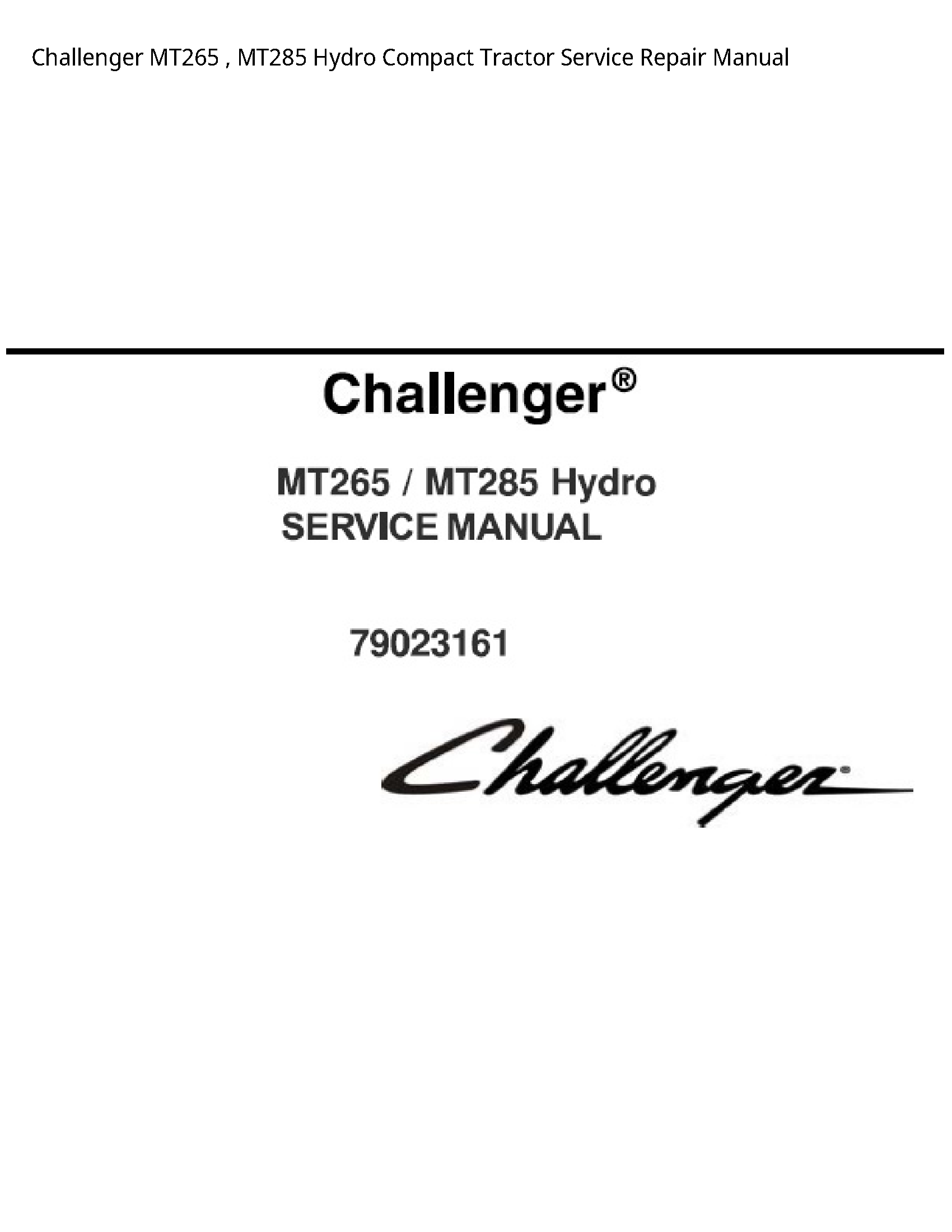 Challenger MT265 Hydro Compact Tractor manual