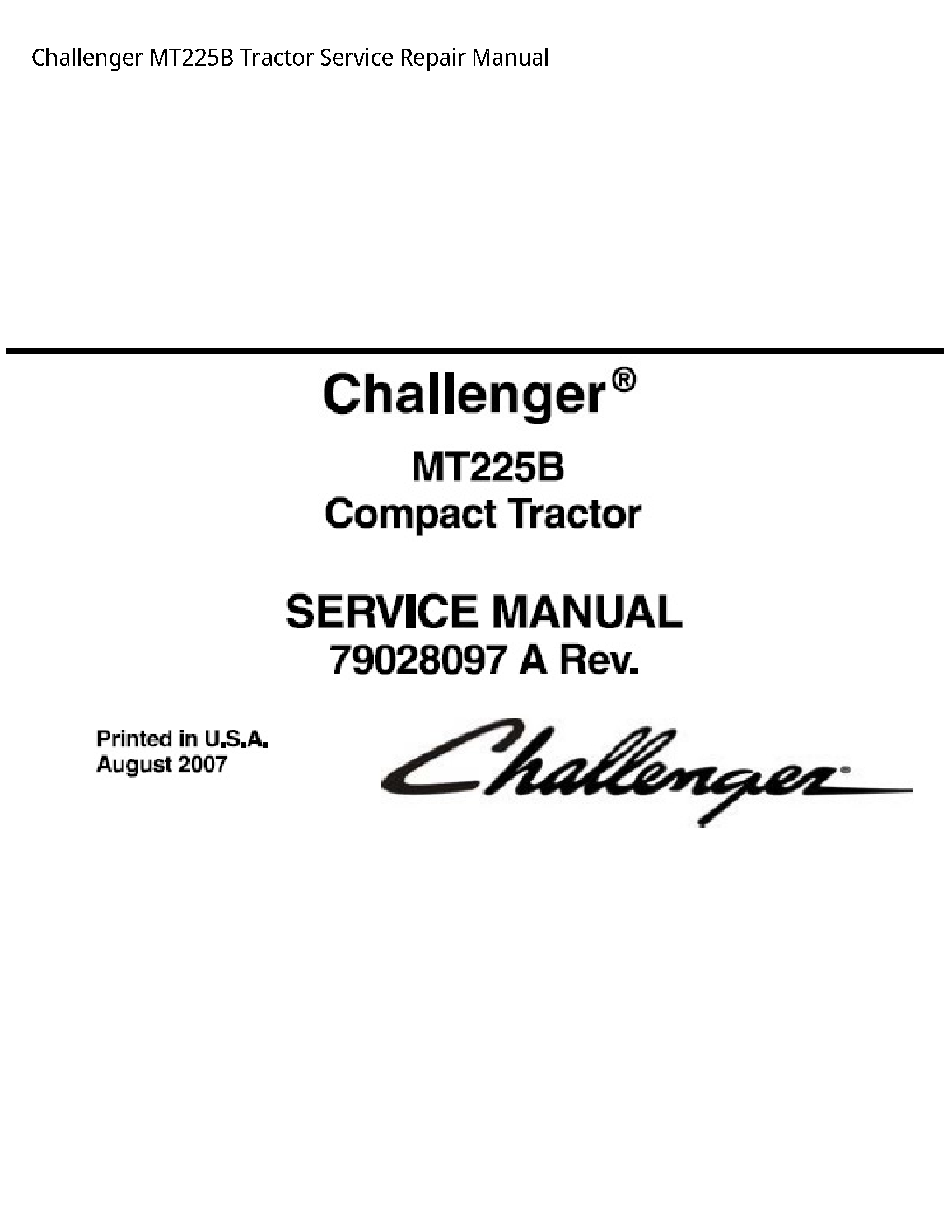Challenger MT225B Tractor manual