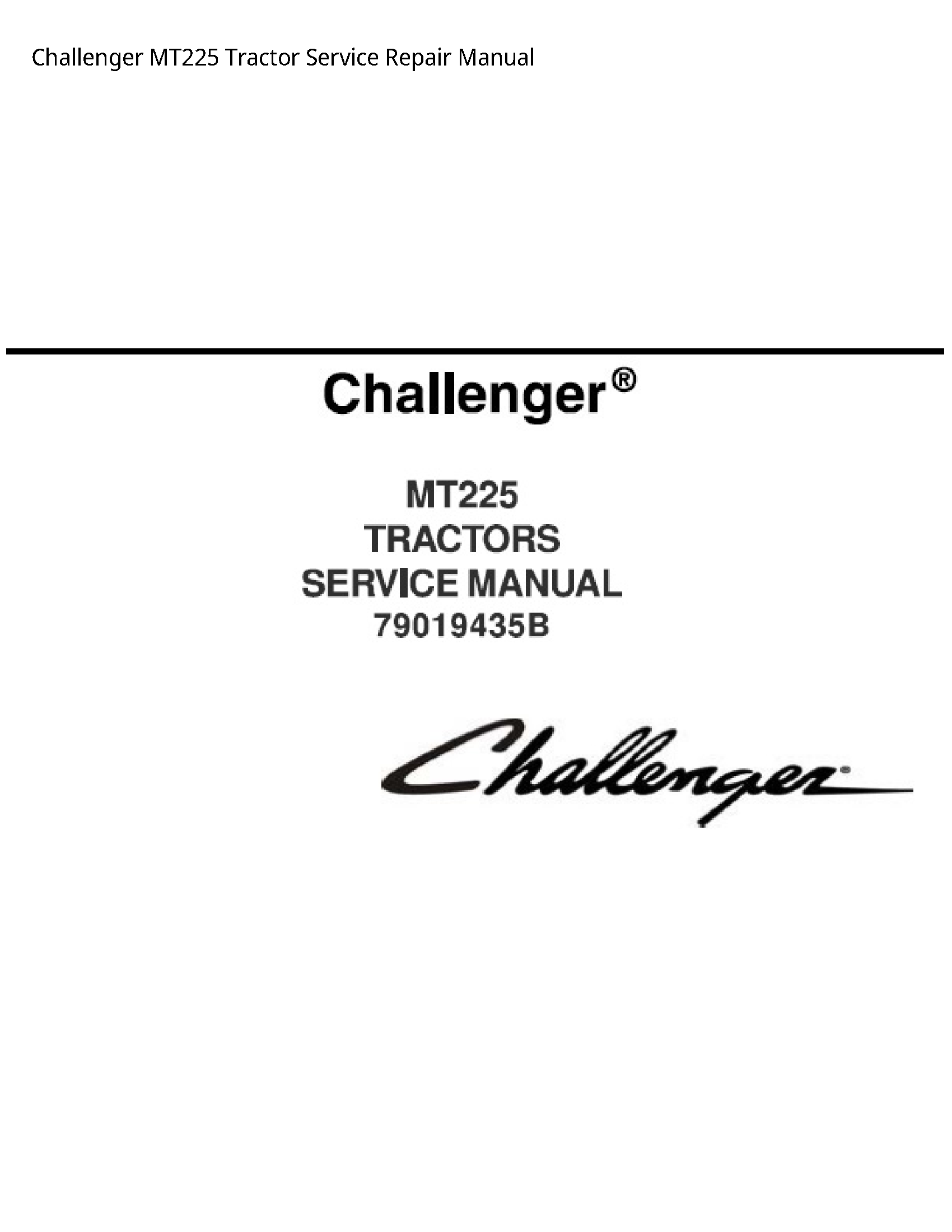 Challenger MT225 Tractor manual