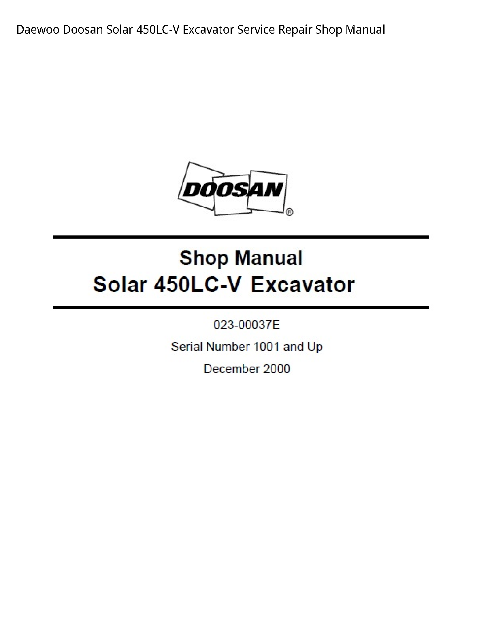 Daewoo Doosan 450LC-V Solar Excavator manual