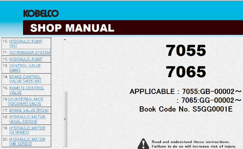 Kobelco 7055 manual