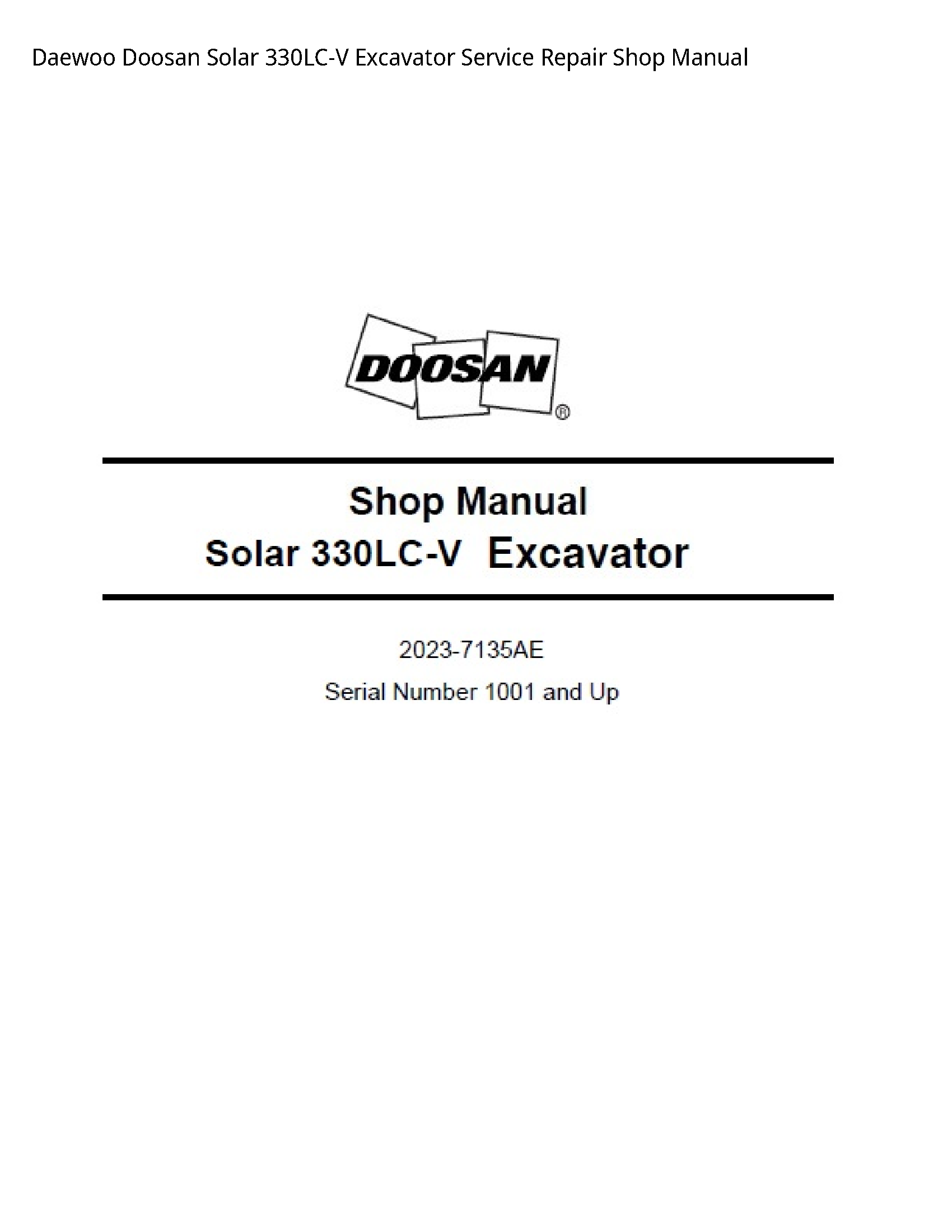 Daewoo Doosan 330LC-V Solar Excavator manual