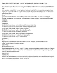 Caterpillar 242B2 Skid Steer Loader Service Repair Manual BXM04225-UP preview