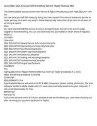 Caterpillar 322C EXCAVATOR Workshop Service Repair Manual BFN preview