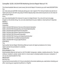 Caterpillar 322B L EXCAVATOR Workshop Service Repair Manual 1YS preview