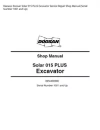 Daewoo Doosan Solar 015 PLUS Excavator Service Repair Shop Manual (Serial Number 1001 and Up) preview