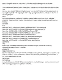 PDF Caterpillar 303E CR MINI HYD EXCAVATOR Service Repair Manual SMG preview