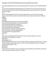 Caterpillar 345C EXCAVATOR Workshop Service Repair Manual DHP preview
