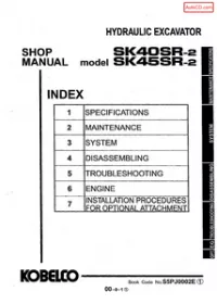 Kobelco SK40SR-2 SK45SR-2 Hydraulic Excavator Service Manual preview