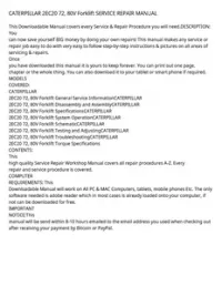 CATERPILLAR 2EC20 72  80V Forklift SERVICE REPAIR MANUAL preview