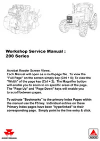 Massey Ferguson MF 231S Tractor Service Manual preview