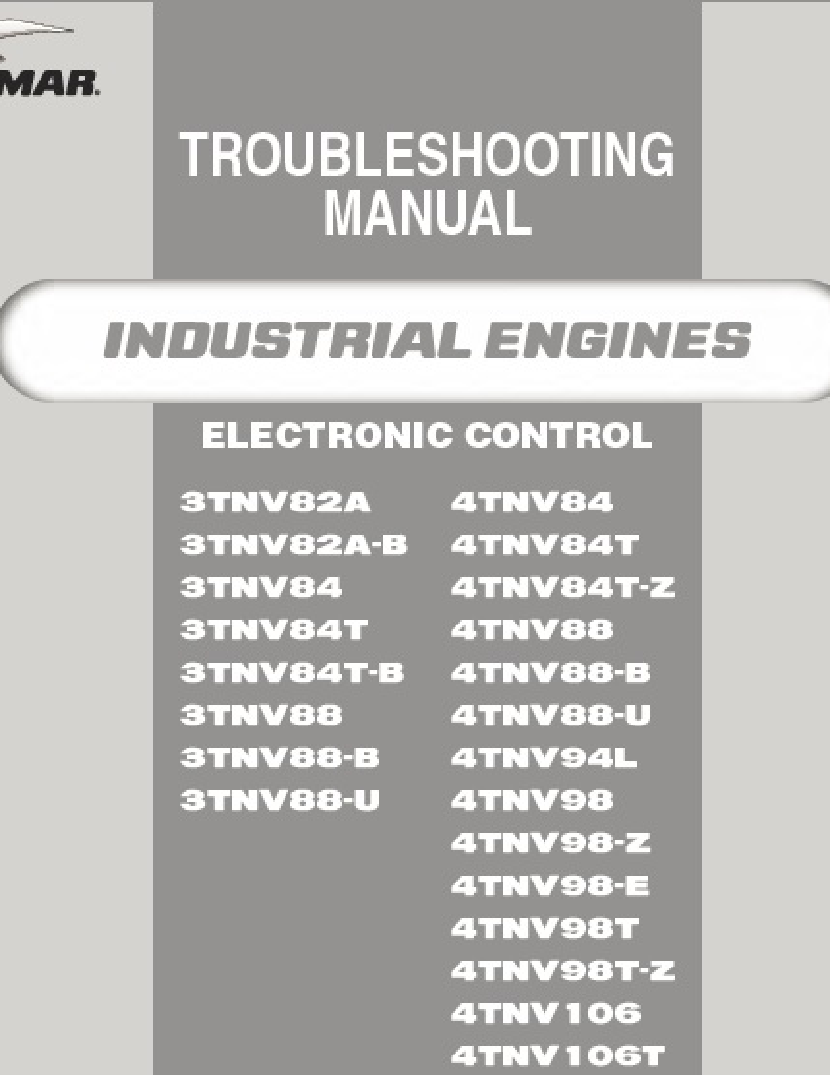 Yanmar 3TNV Series Industrial Diesel Engine Troubleshooting manual