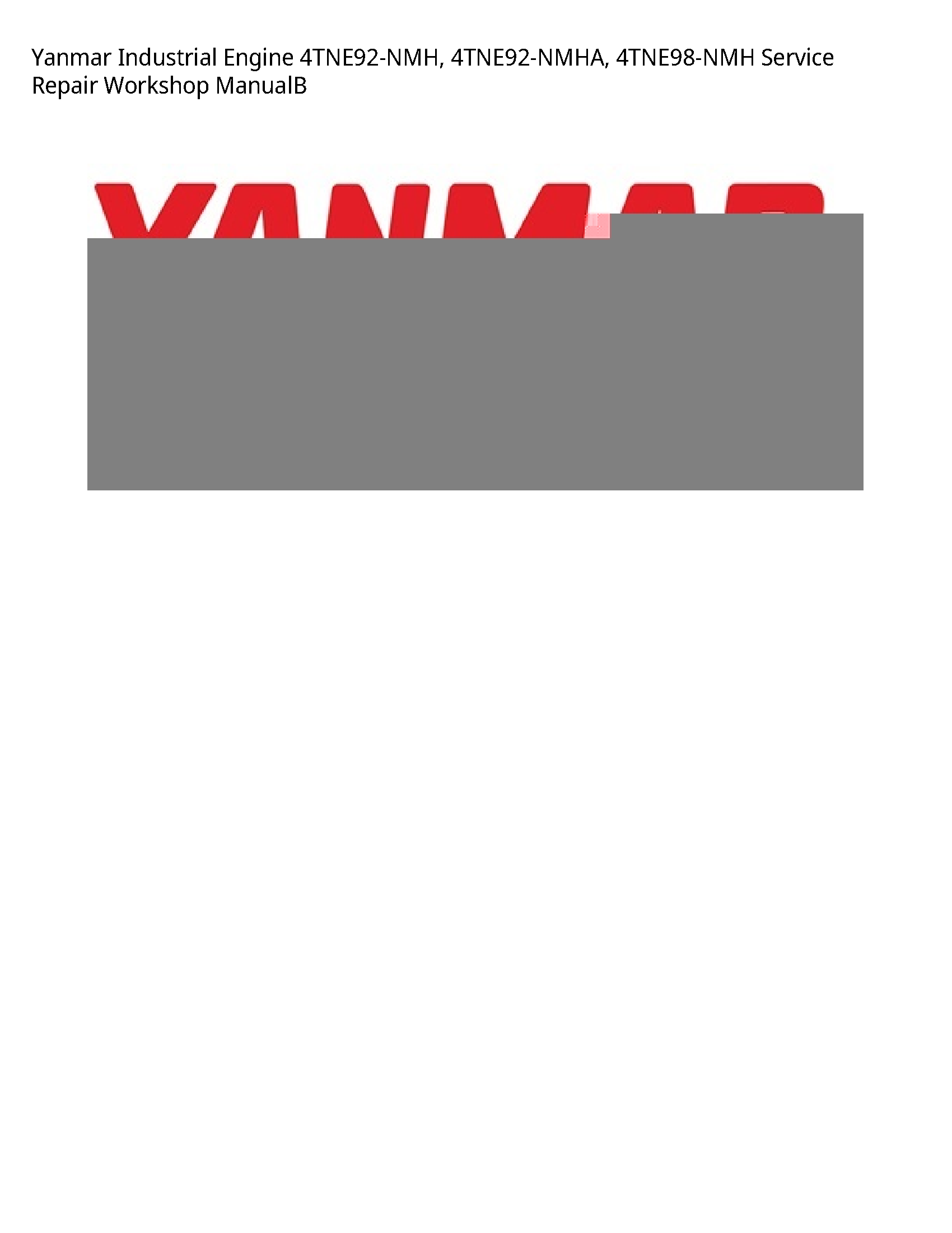 Yanmar 4TNE92-NMH Industrial Engine manual